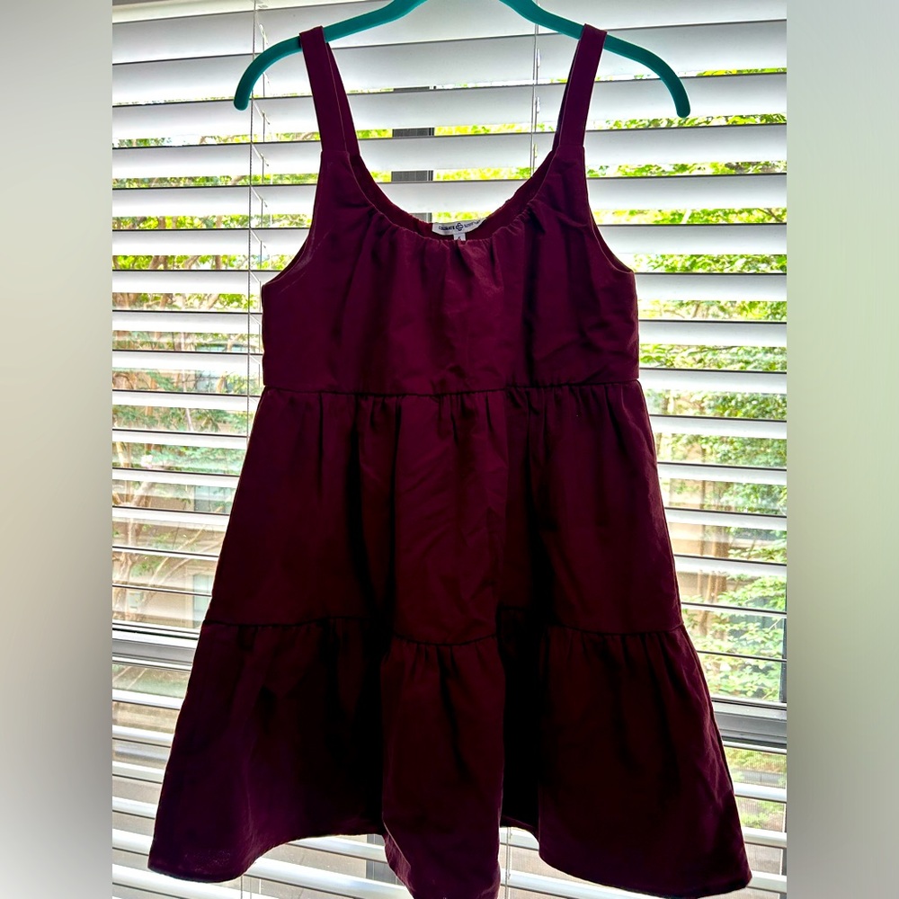 Maroon three tiered tank dress